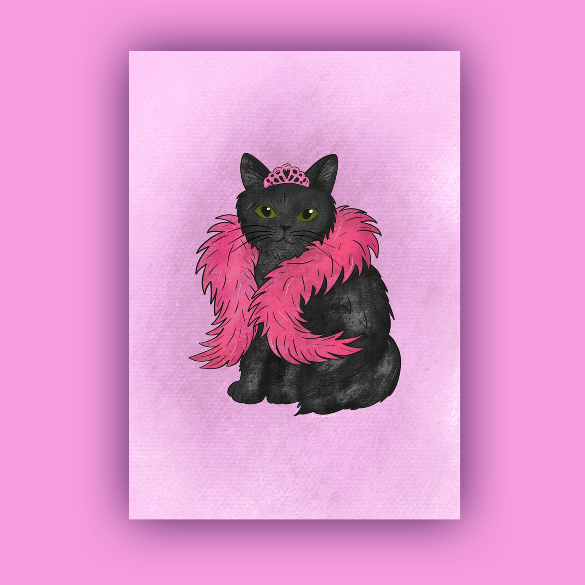 Black Cat In Diva Outfit Print