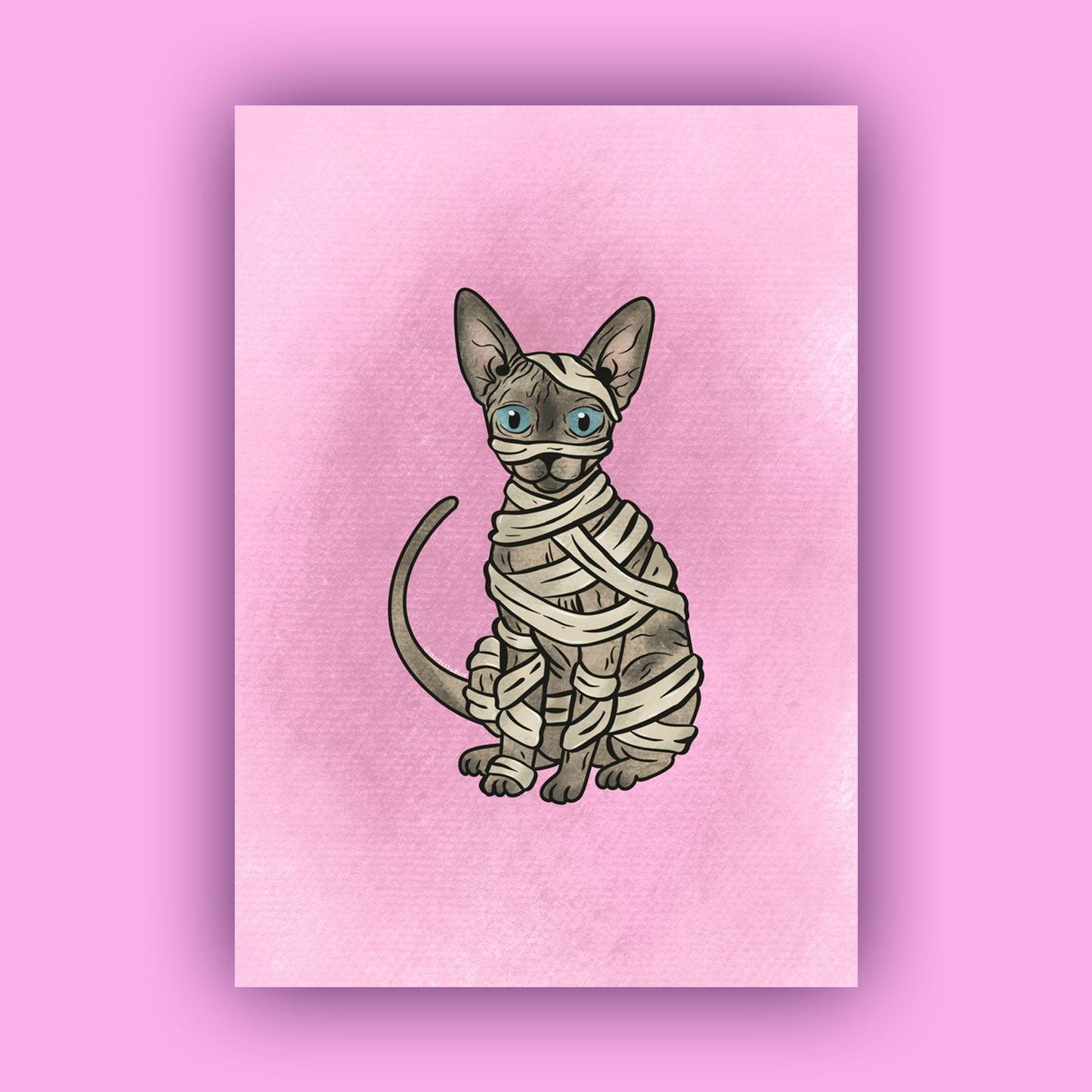 Sphynx Cat In Mummy Costume Print