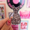 Grey Sphynx Cat Sticker in a mummy costume