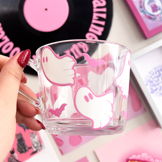 Pink Ghoulish Ghost Print Mug