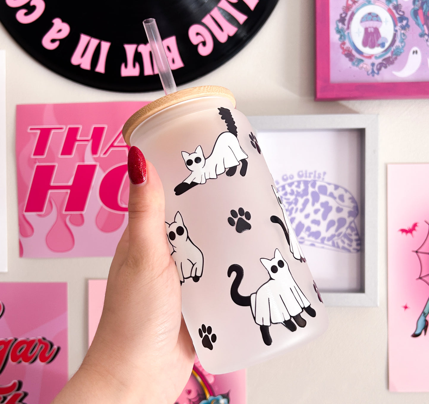 Ghoulish Cat Print Tumbler