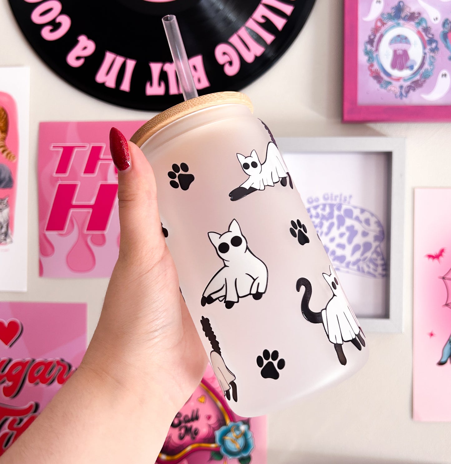 Ghoulish Cat Print Tumbler