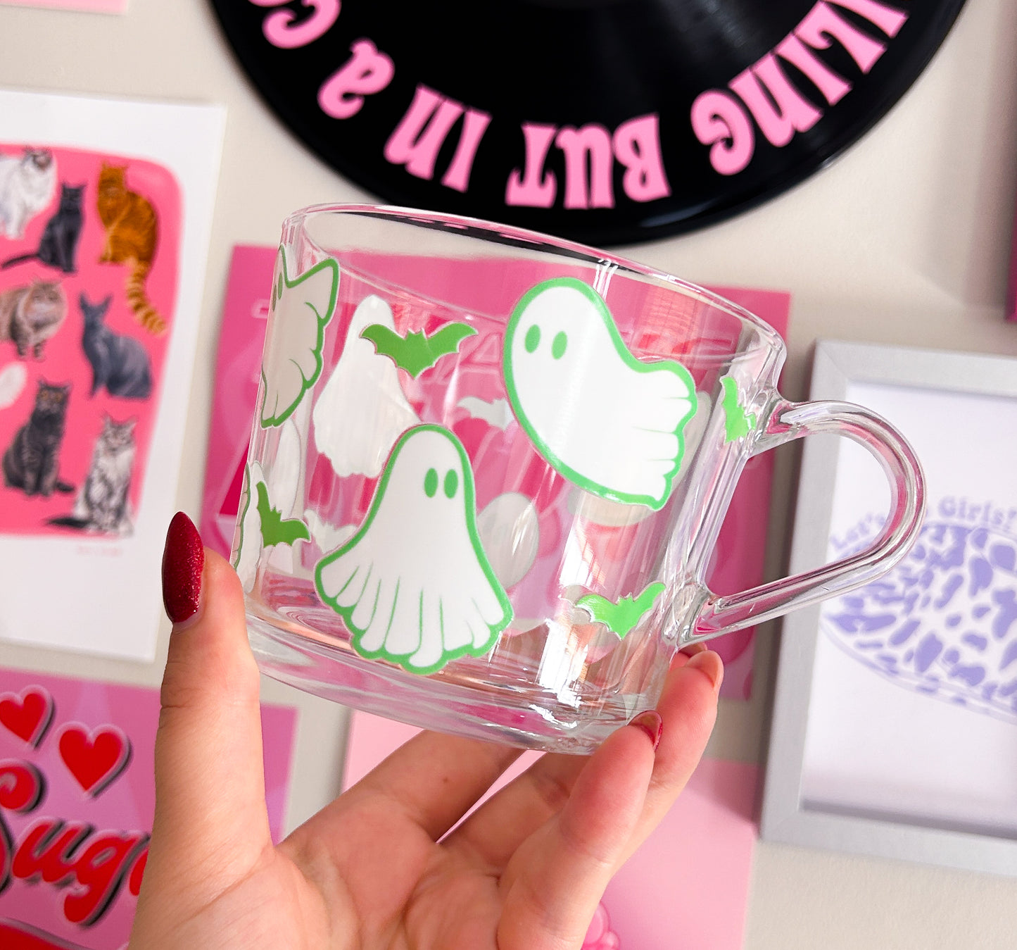 Green Ghoulish Ghost Print Mug