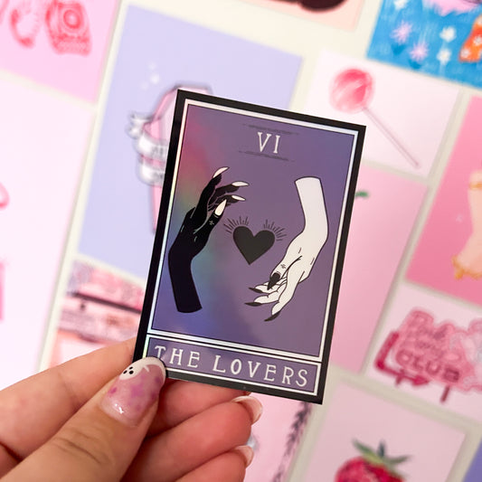 The Lovers Tarot Card Holographic Sticker