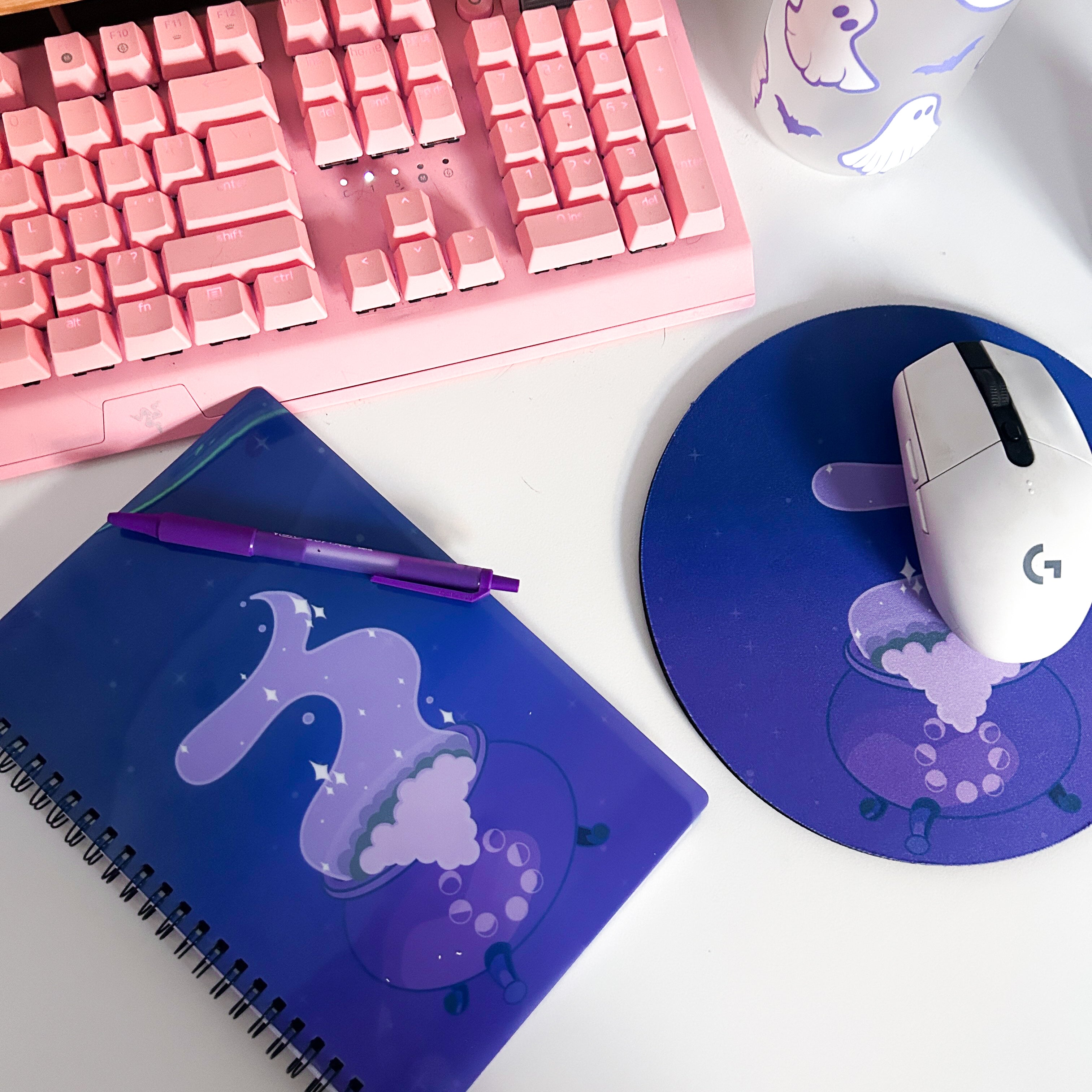 Purple Witchy Cauldron Mouse Mat