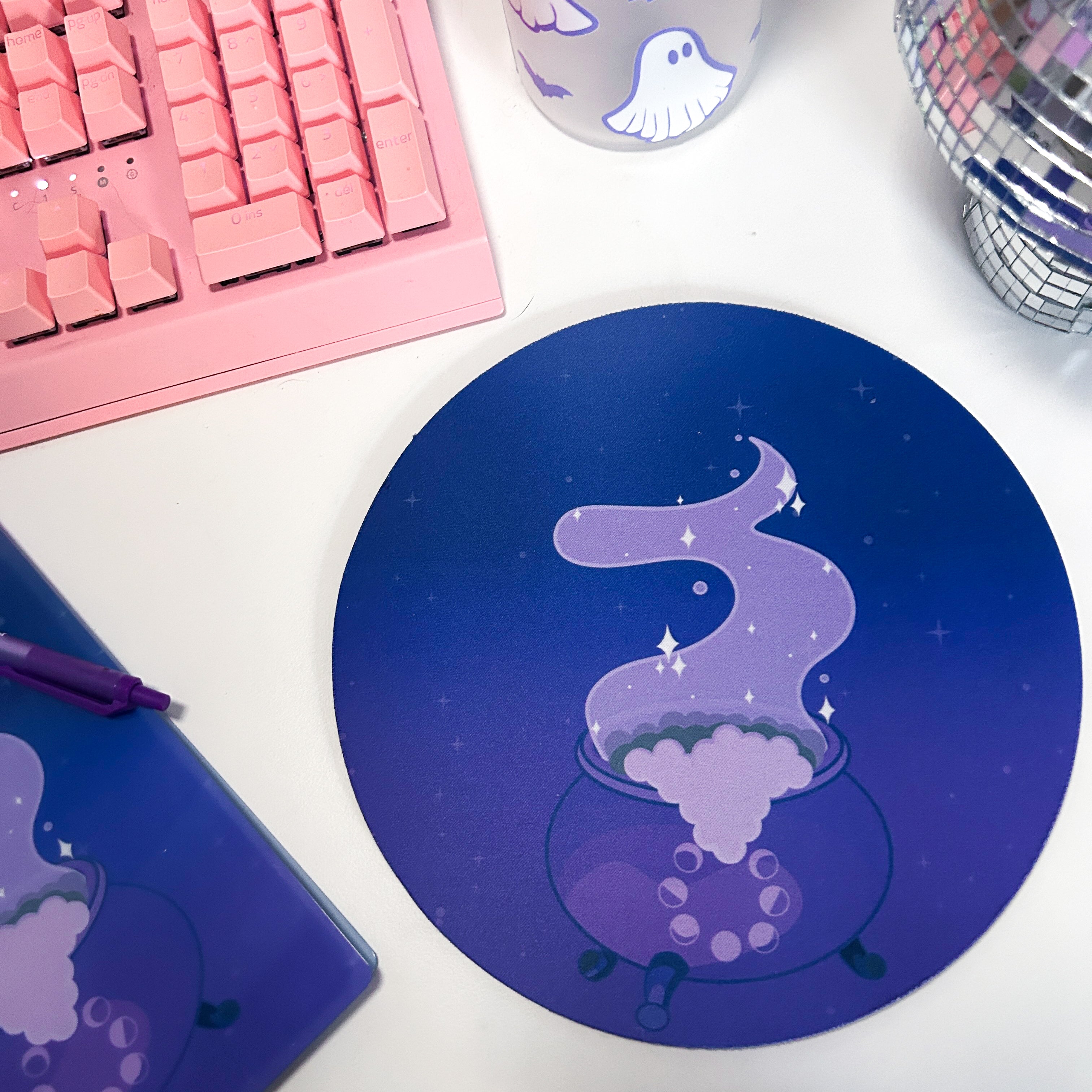 Purple Witchy Cauldron Mouse Mat