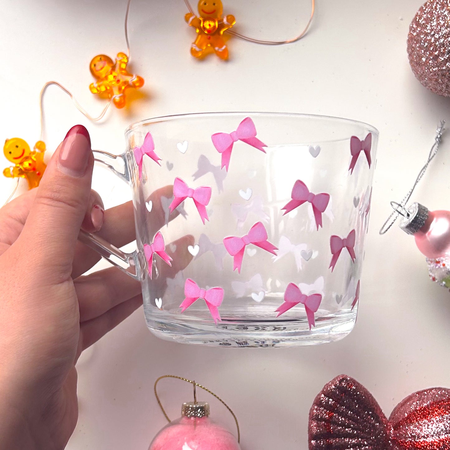 Pink Bow Glass Mug