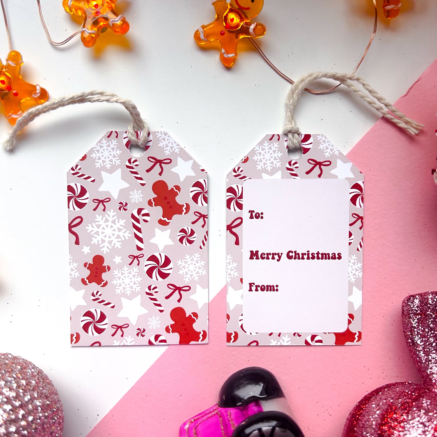 Beige Christmas Gift Tags (Pack of 5)