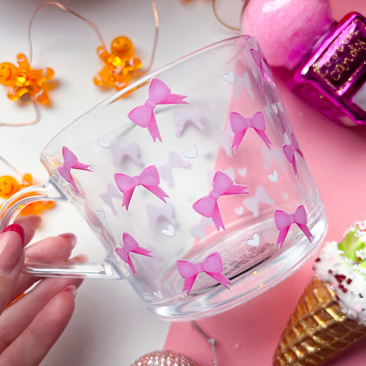 Pink Bow Glass Mug