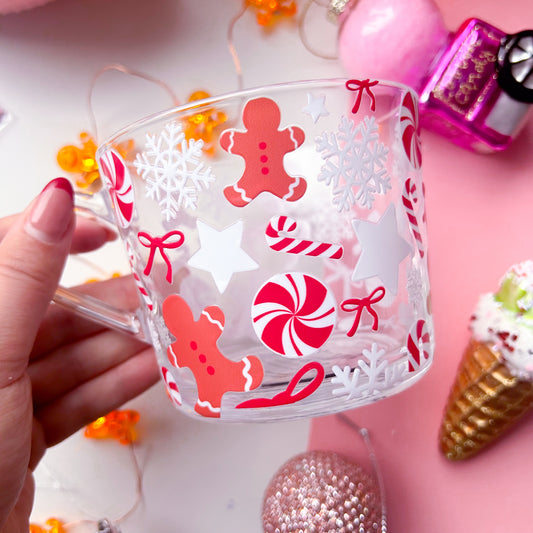 Red Christmas Glass Mug