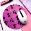 Red Heart Cherry Circular Mouse Pad