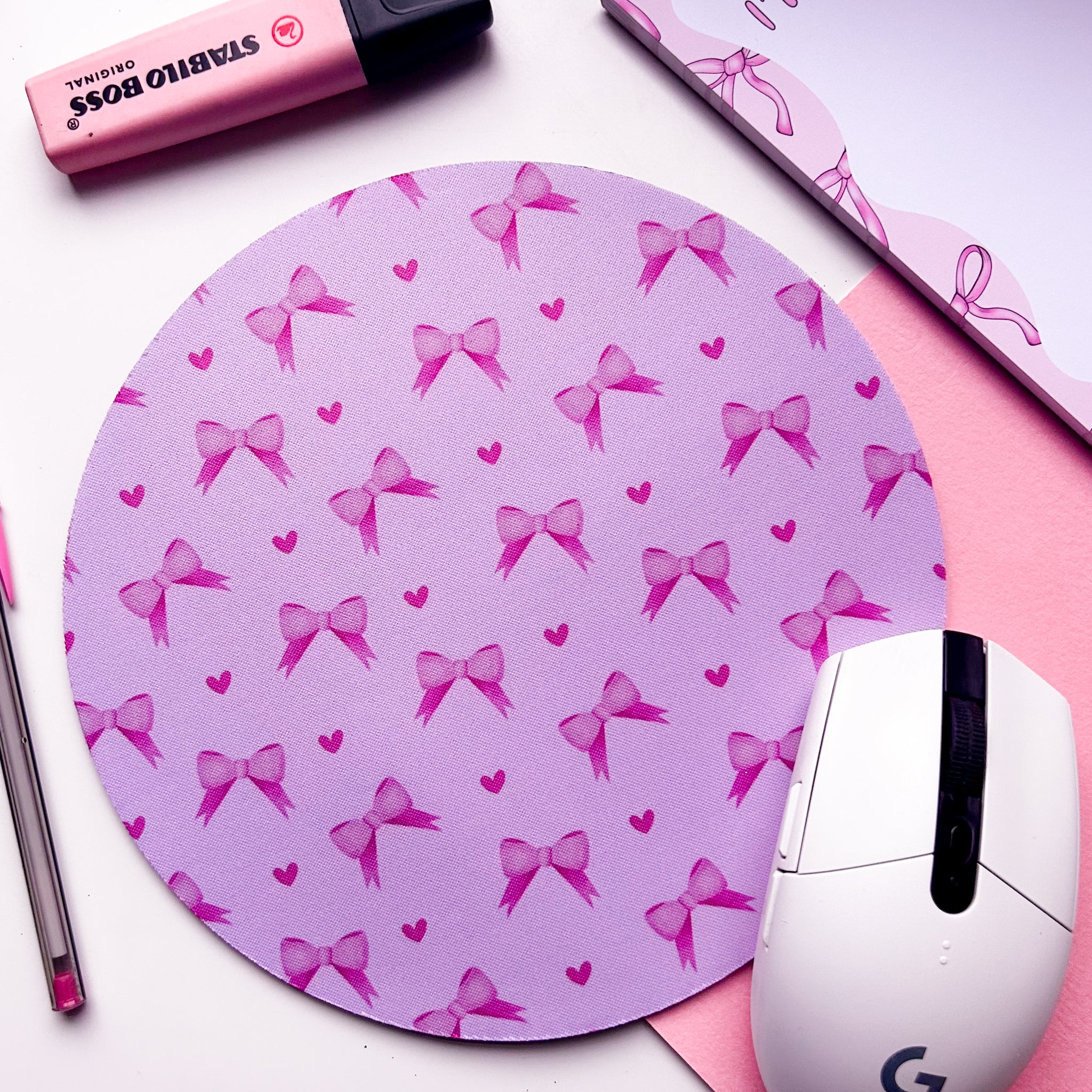 Pink Bow Mouse Mat