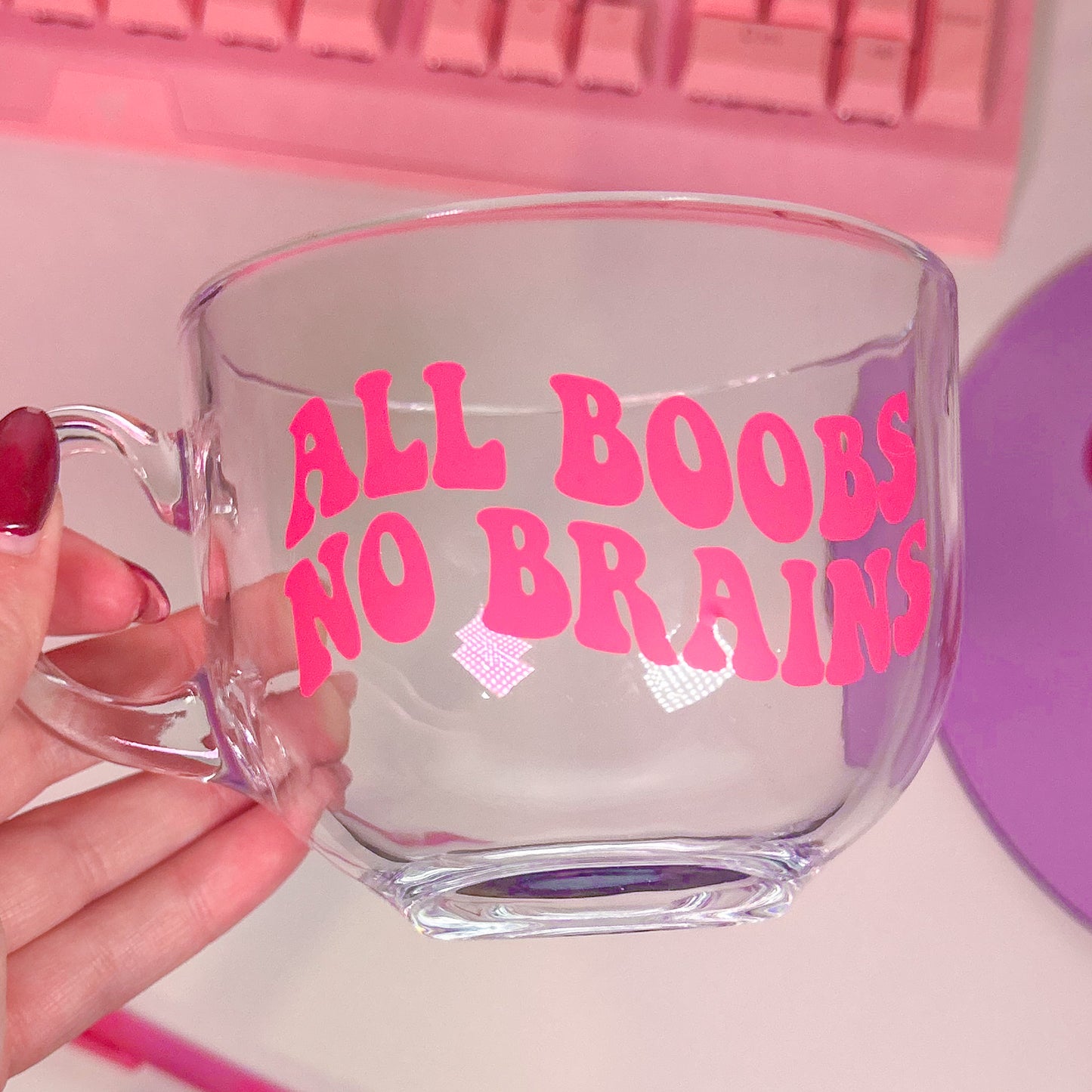 All Boobs No Brains Glass Mug