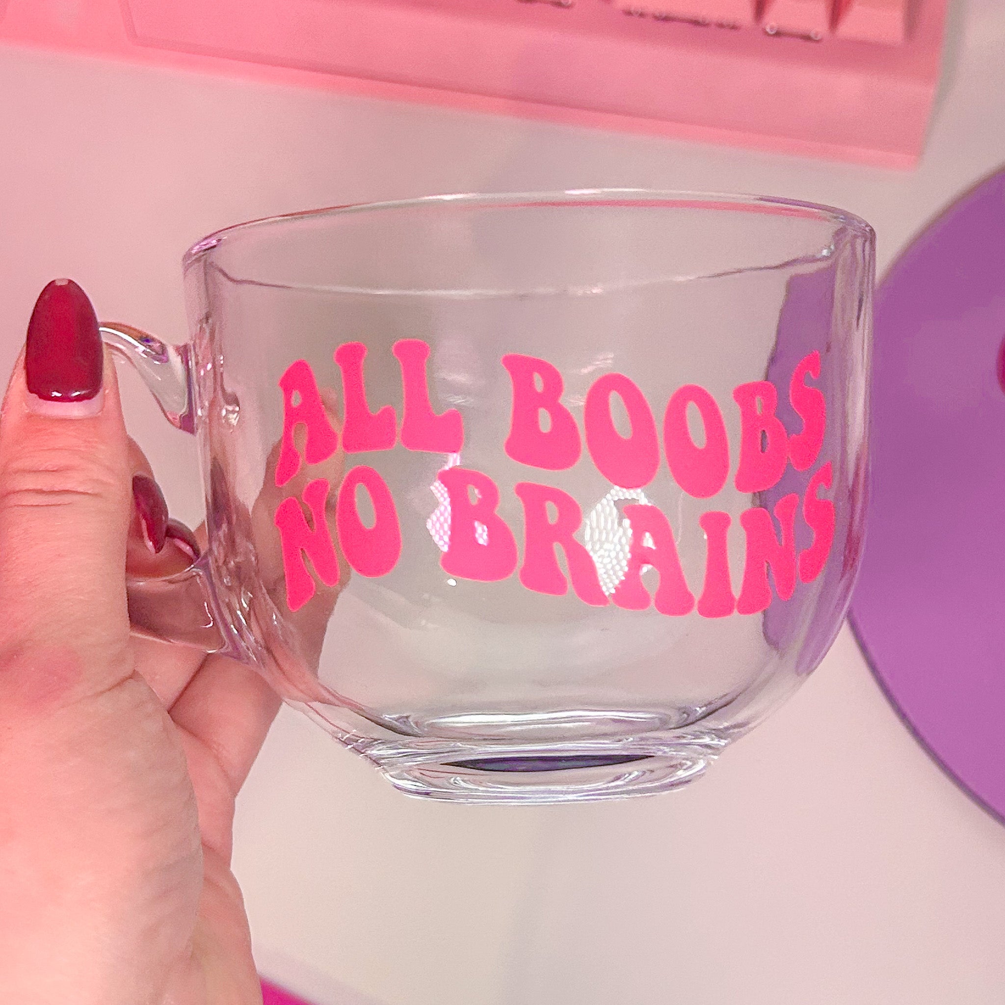 All Boobs No Brains Glass Mug