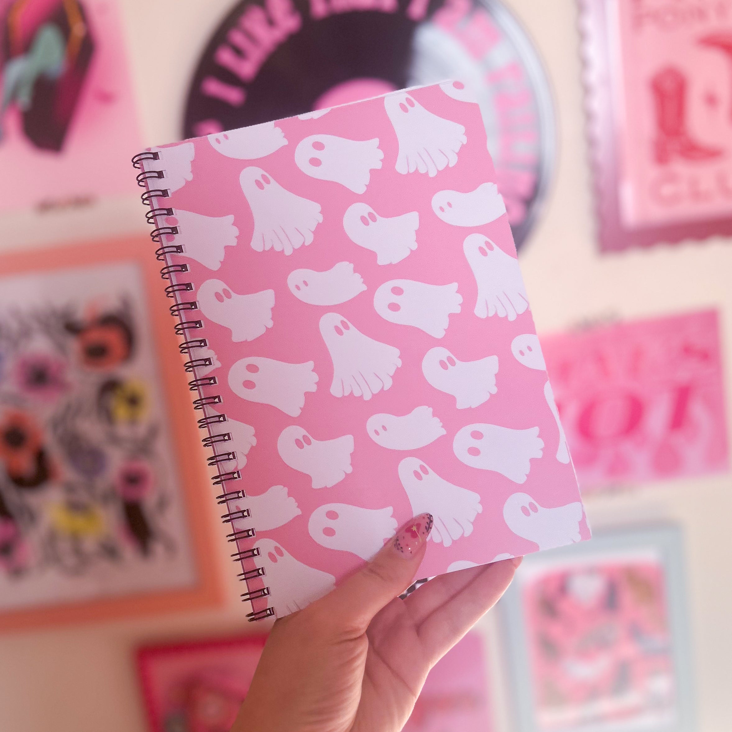 Pink Ghost Pattern Notebook
