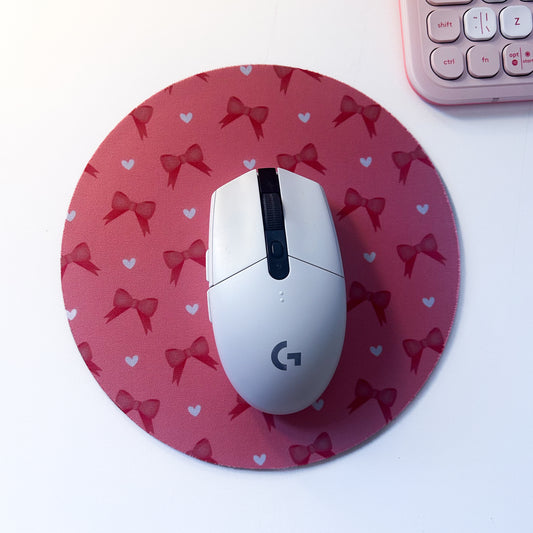 Pink Bow Mouse Mat