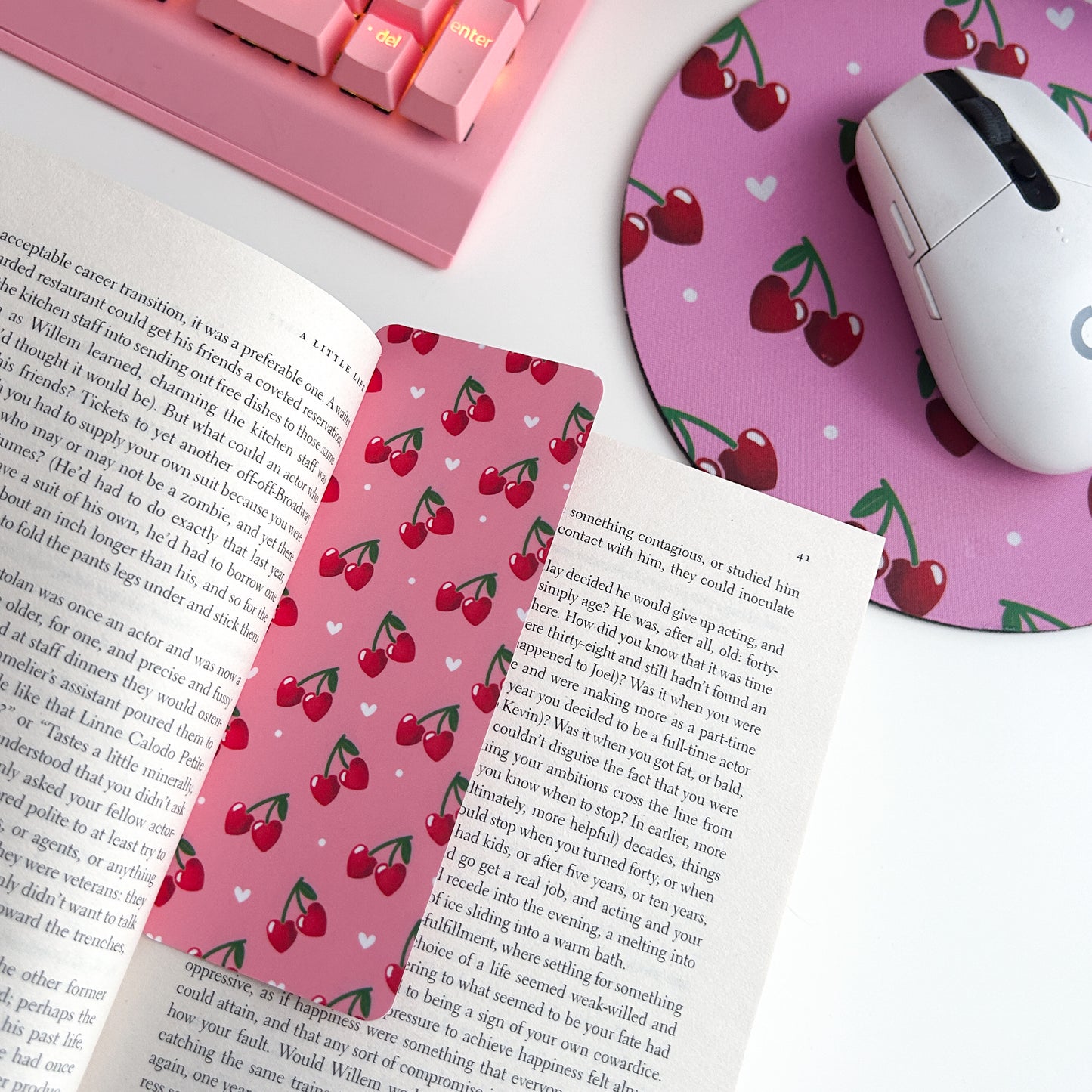 Cherry Hearts Bookmark