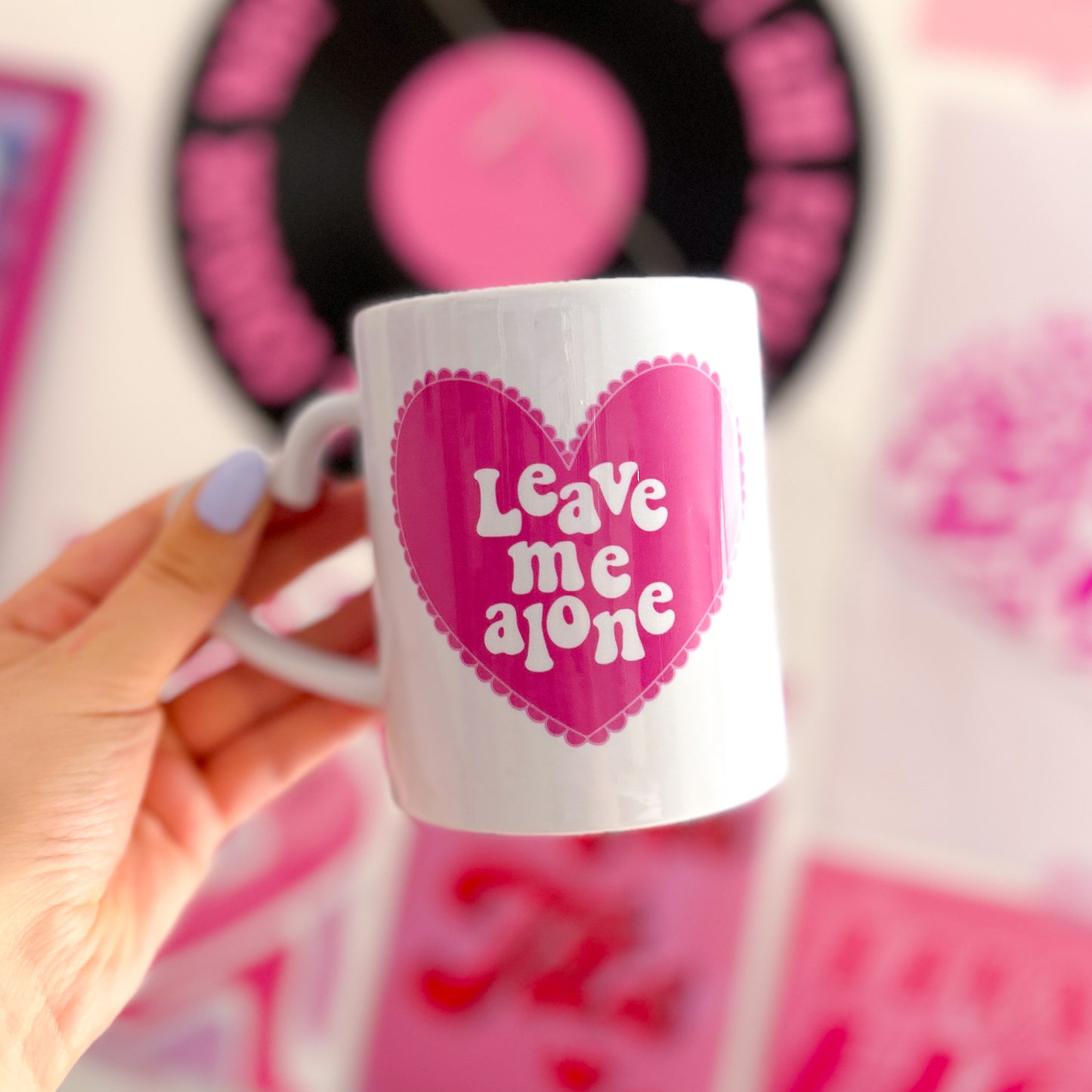 Leave Me Alone Heart Mug