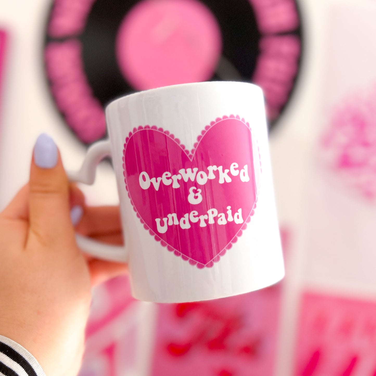 Overworked and Underpaid Heart Mug