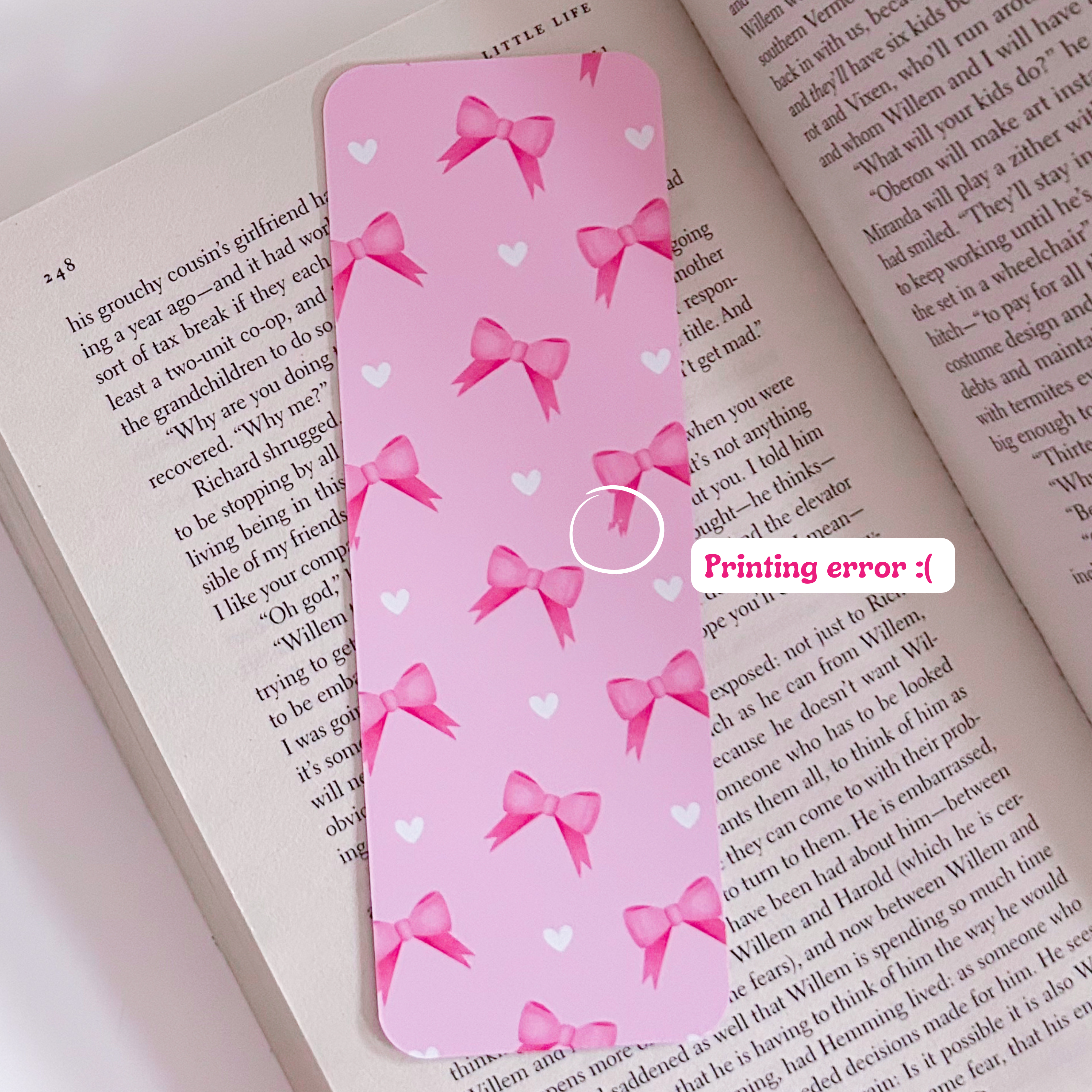 Pink Bow Bookmark