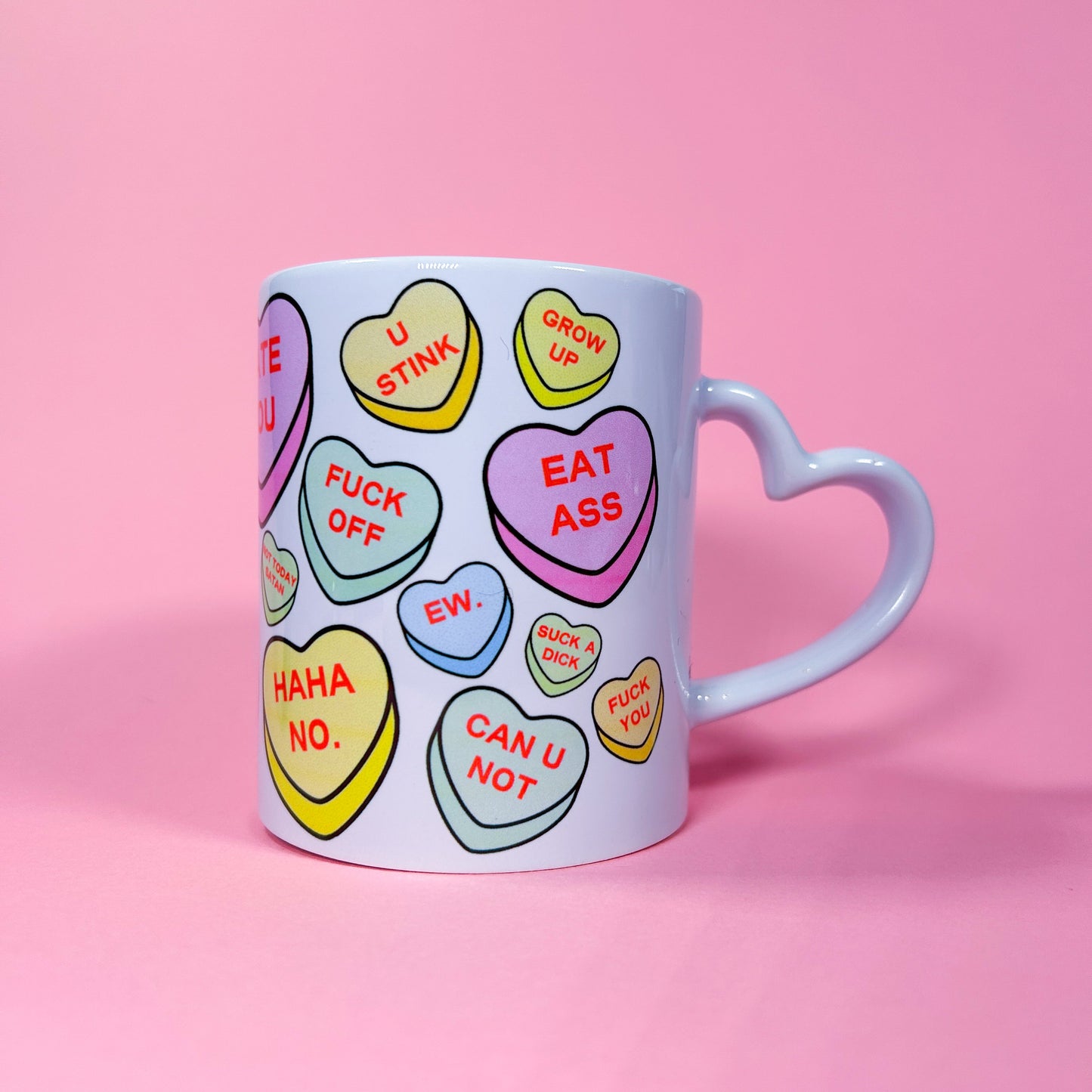 Anti-Valentine's Day Heart Handle Ceramic Mug