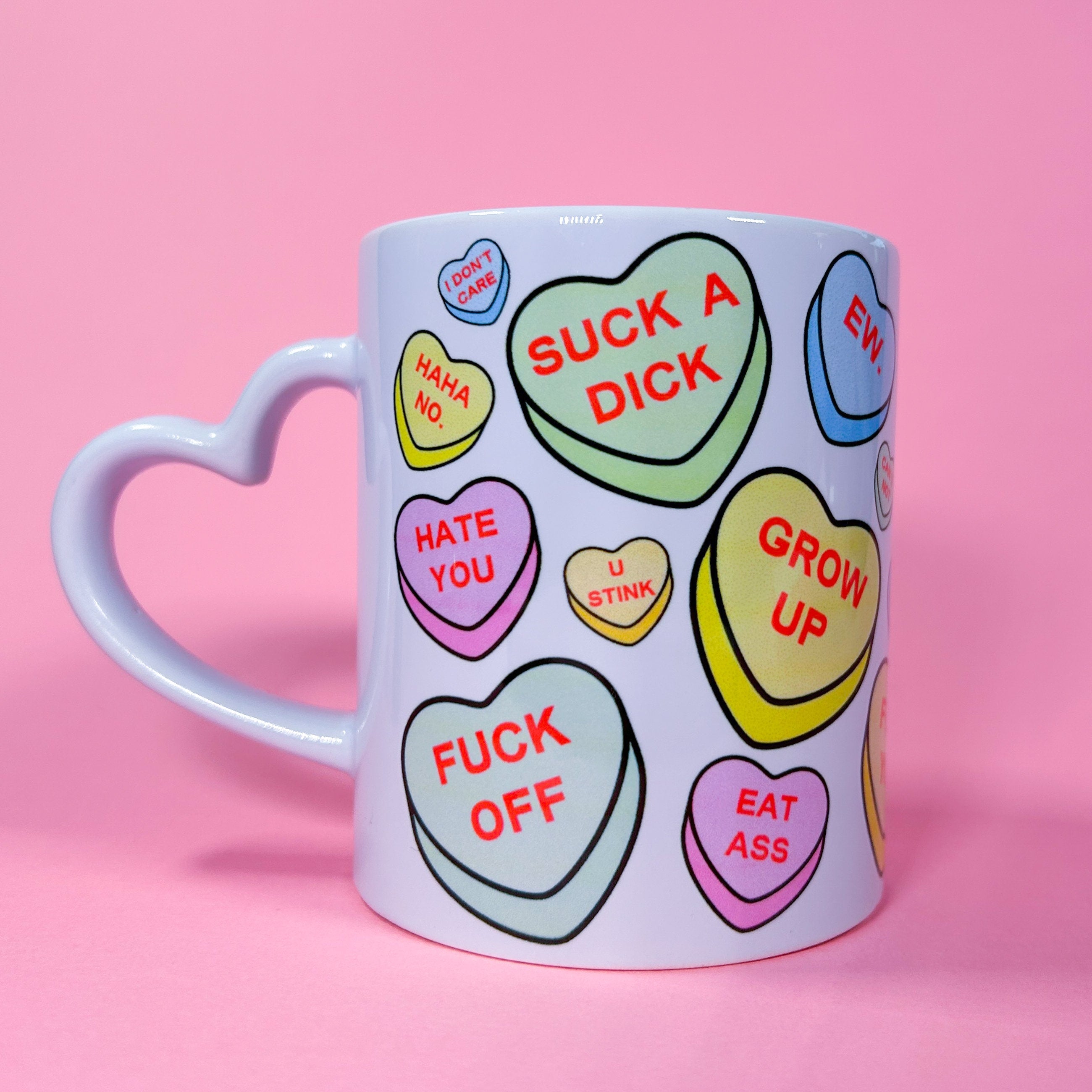 Anti-Valentine's Day Heart Handle Ceramic Mug